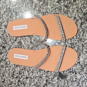 Steve Madden Rhinestone Two Strap Sandals